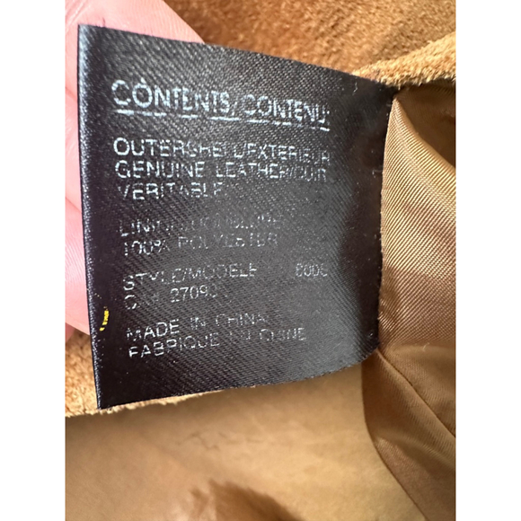 Vintage Suede Leather Jacket Brown Button Front Coat – 90s Minimal - Picture 7 of 9